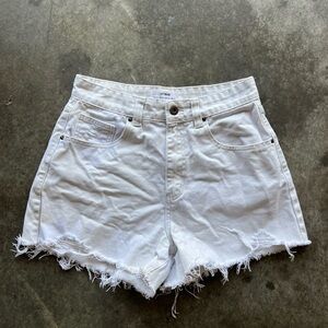white high rise mom shorts